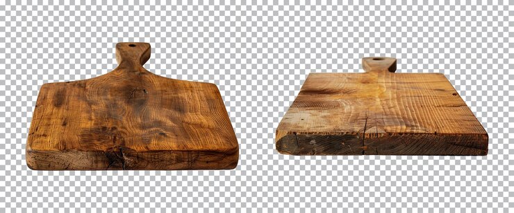 PSD tabla de corte o tabla de cortar de madera aislada sobre un fondo transparente recortada en png