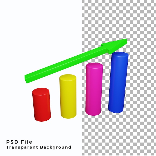 PSD tabla de gráfico gráfico de crecimiento de icono 3d de alta calidad