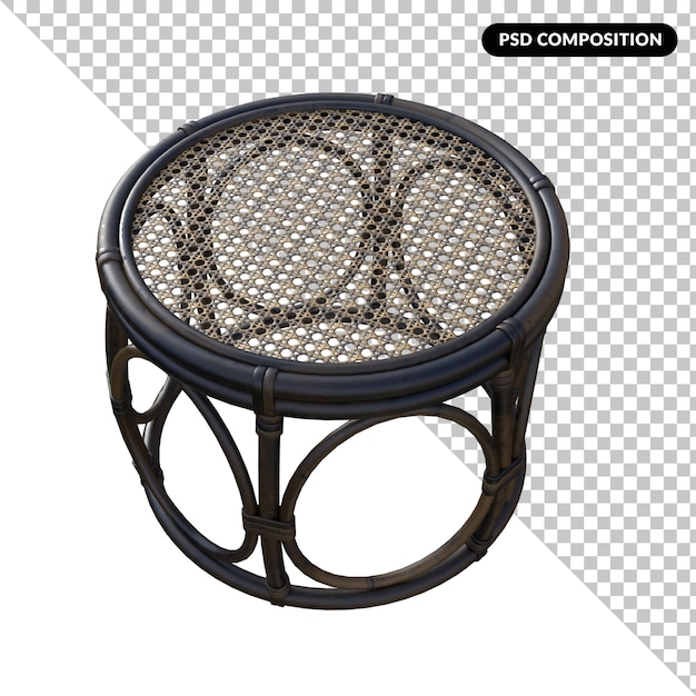 Tabla lateral de ratán aislada en 3d