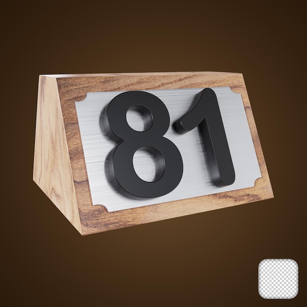 Tabla de madera Olympia número 81 Señales ilustración en 3D