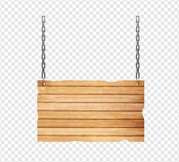 PSD tabla de madera sostenida por cadenas