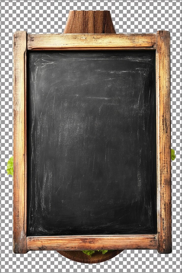 Tabla negra vacía Superficie en blanco de tiza Hiperrealista Blanco aislado Plano trasfondo transparente