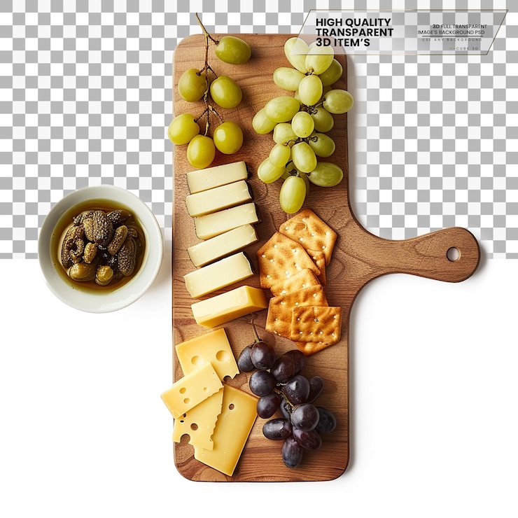 PSD tabla de queso sobre un fondo transparente