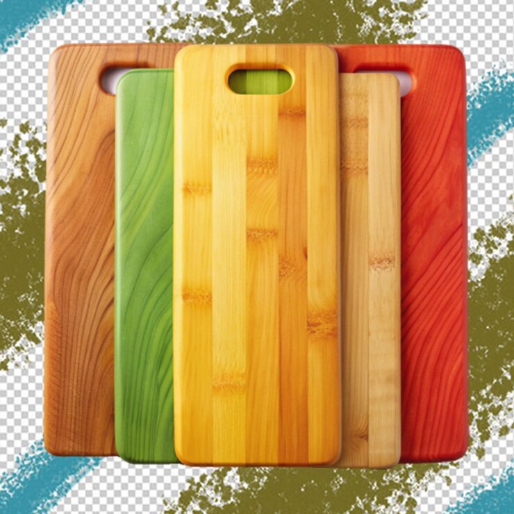 PSD tabla de recortes de madera aislada sobre un fondo blanco