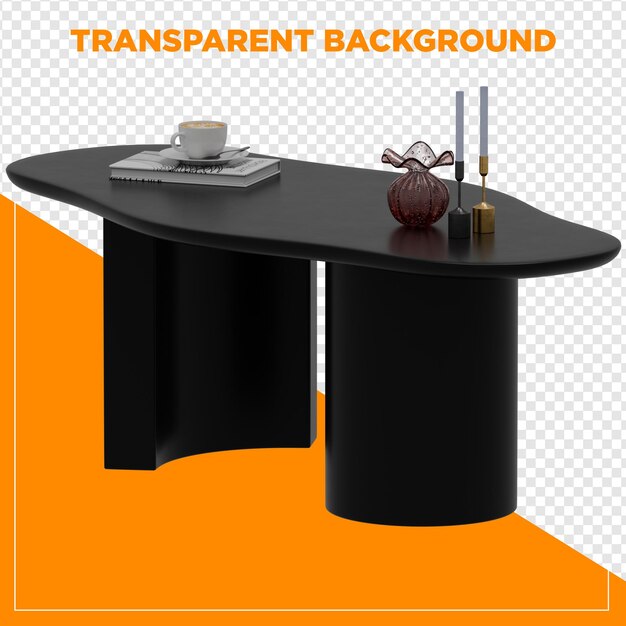 Tabla rectangular de renderizado 3D con fondo transparente