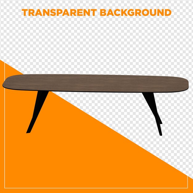 Tabla rectangular de renderizado 3D con fondo transparente