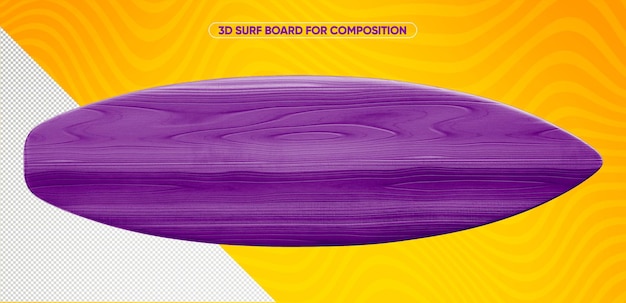 Tabla de surf de madera violeta para composición.