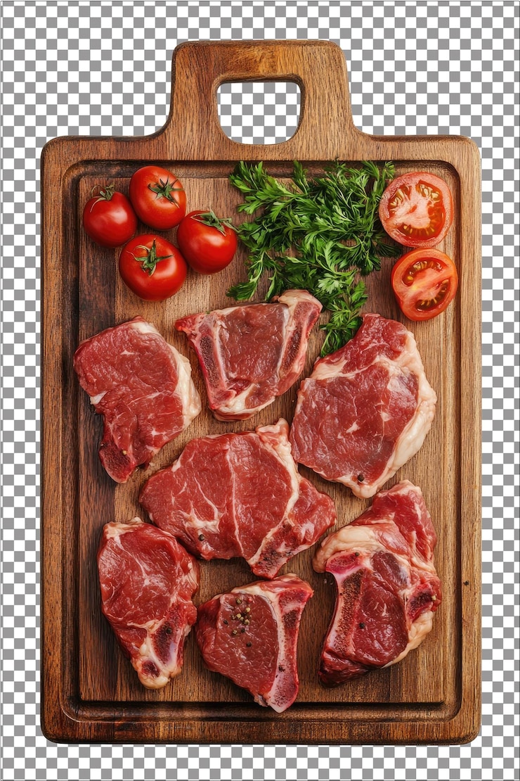 PSD tabla de tallado de carne proporciona una superficie estable para cortar carnes hiperrealista plana blanca aislada