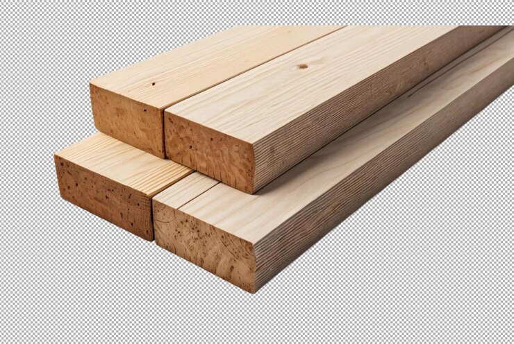 PSD tablas de madera aisladas de 2x4 de fondo blanco