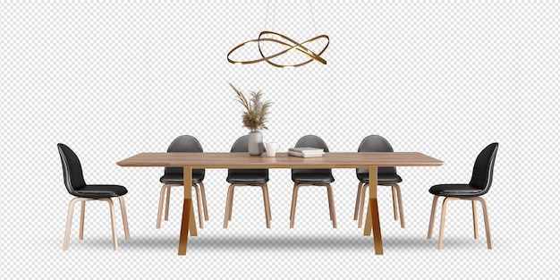 table and chairs in 3d rendering