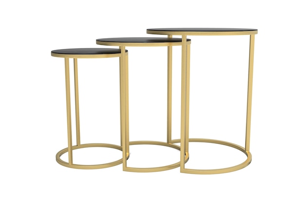 Table basse en métal élégante isolée sur fond blanc