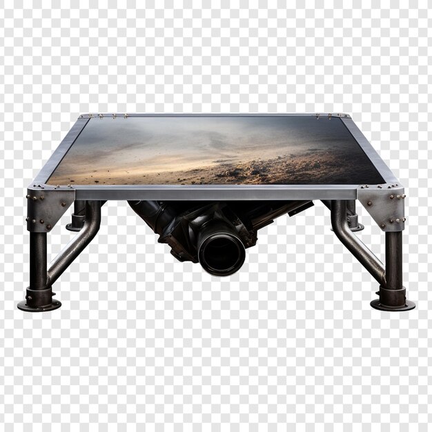 PSD une table basse en métal isolée sur un fond transparent