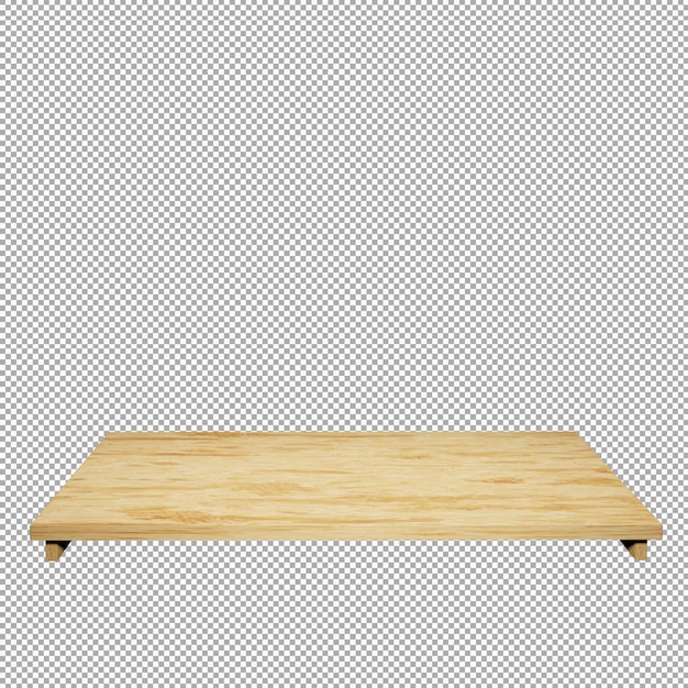 Table en bois au premier plan dessus de table en bois vue de face rendu 3d isolé
