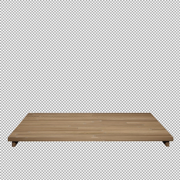 Table en bois au premier plan dessus de table en bois vue de face rendu 3d isolé