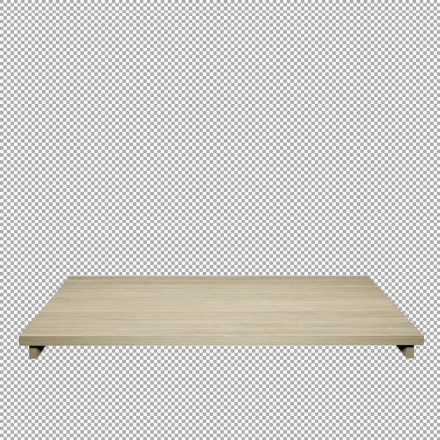 Table en bois au premier plan dessus de table en bois vue de face rendu 3d isolé