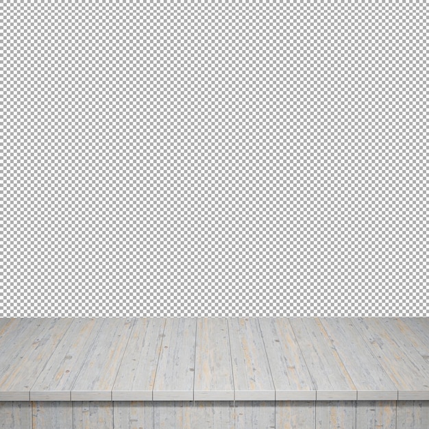 Table en bois au premier plan dessus de table en bois vue de face rendu 3d isolé