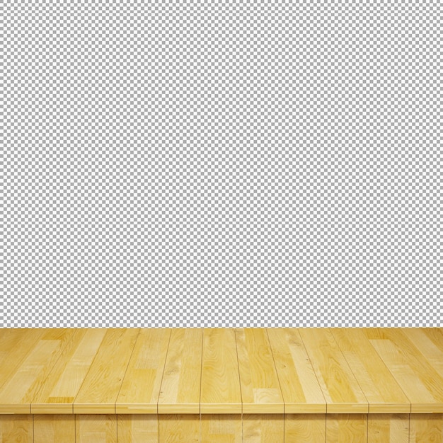 Table en bois au premier plan dessus de table en bois vue de face rendu 3d isolé