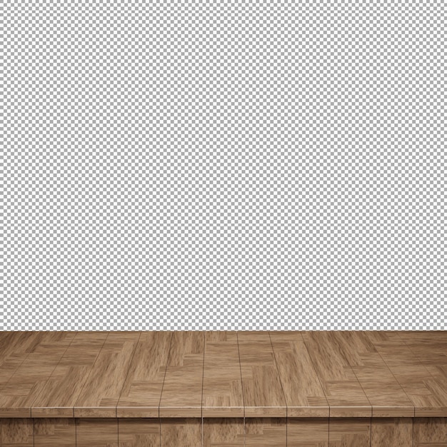 Table en bois dessus de table en bois vue de face rendu 3d isolé