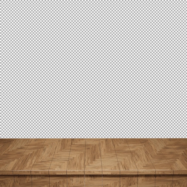 Table en bois dessus de table en bois vue de face rendu 3d isolé