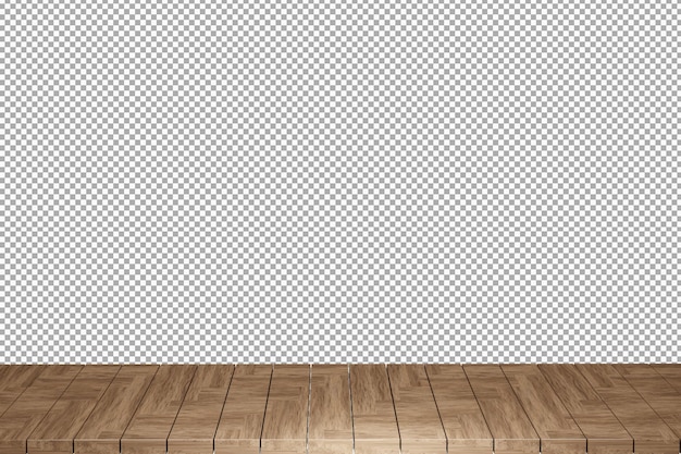 Table en bois dessus de table en bois vue de face rendu 3d isolé