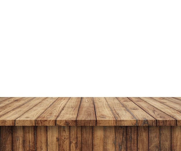 une table en bois avec un fond blanc