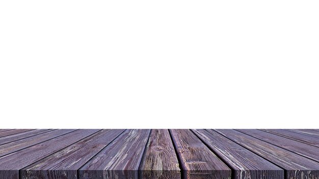 PSD table en bois pour produits d'affichage ou de montage avec fond blanc vierge