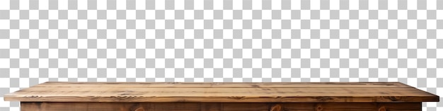 PSD table en bois vide brune sur fond transparent