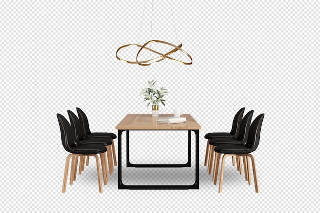 PSD table et chaises en rendu 3d