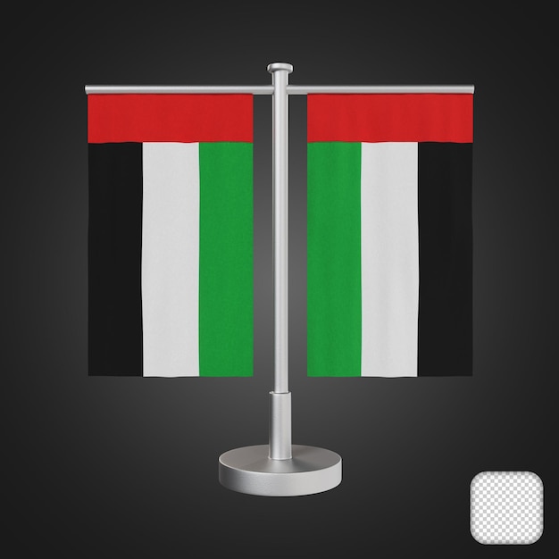 PSD table avec des drapeaux des émirats arabes unis illustration 3d