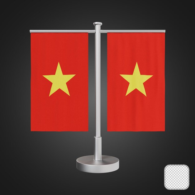 PSD table avec des drapeaux illustration 3d du vietnam