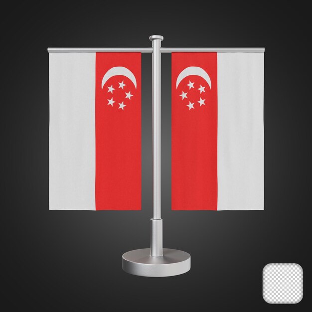 PSD table avec des drapeaux illustration 3d de singapour