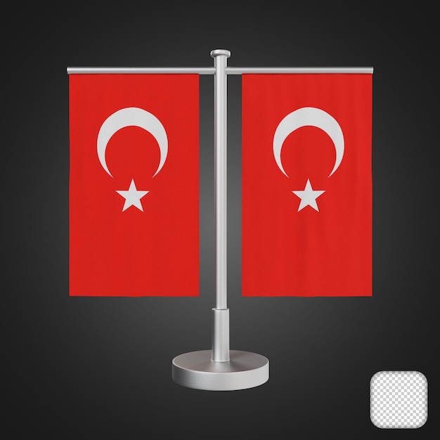 PSD table avec des drapeaux illustration 3d de la turquie