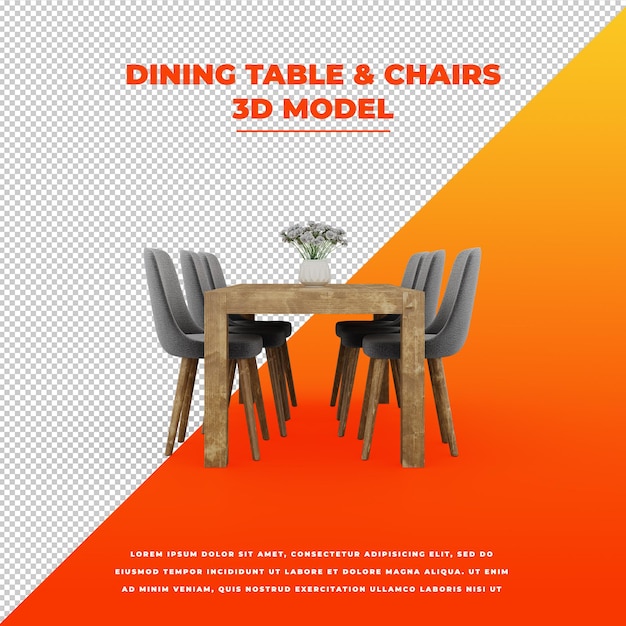 Table à Manger Et Chaises Modèle Isolé 3d