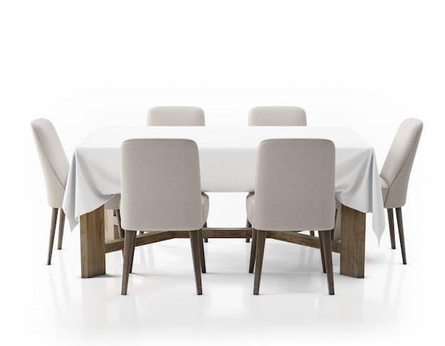 Table avec nappe et chaises