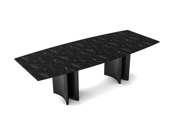 PSD table noire moderne de luxe isolée sur fond blanc série de meubles