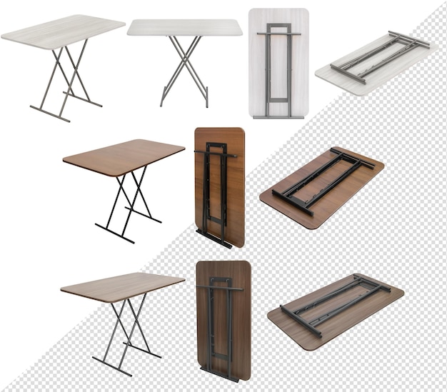 Table pliante Élément de l'intérieur Isolé de l'arrière-plan Vue sous différents angles