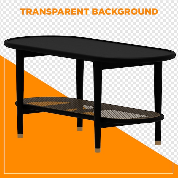 Table rectangulaire à rendu 3D avec fond transparent