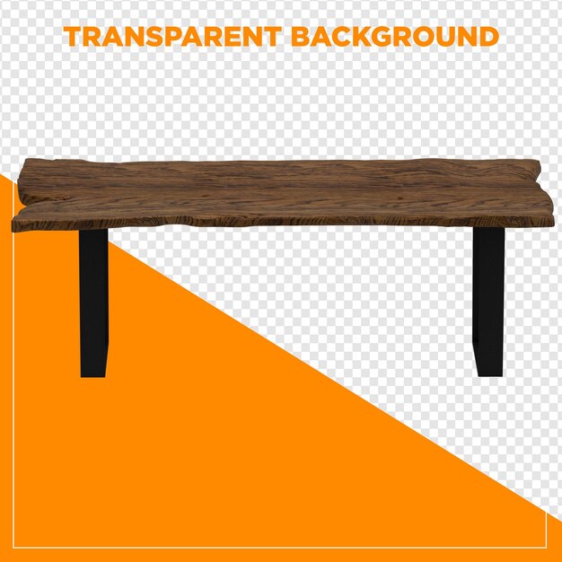 Table rectangulaire à rendu 3D avec fond transparent