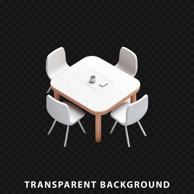 PSD table de rendu 3d avec une chaise isolée sur un fond transparent