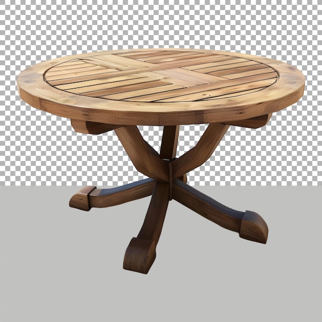Table ronde en bois sur fond transparent générée par Ai