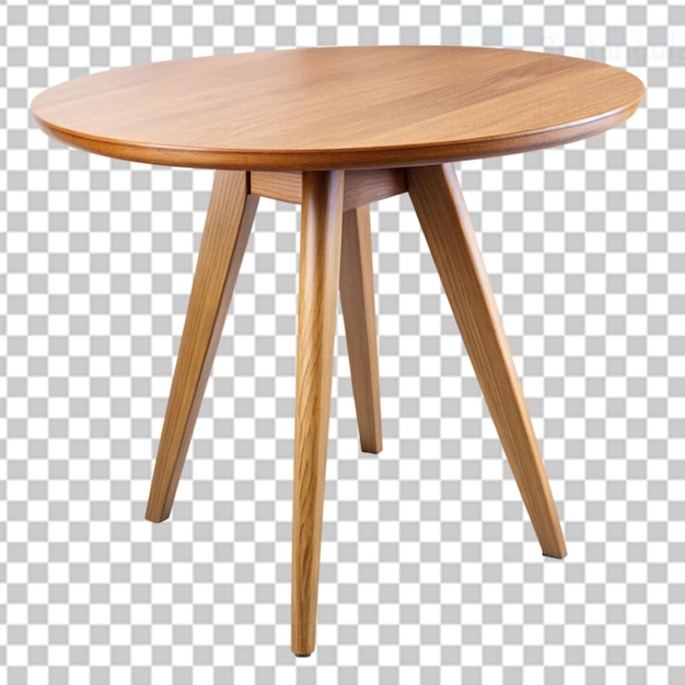 PSD une table ronde en bois sur un fond transparent