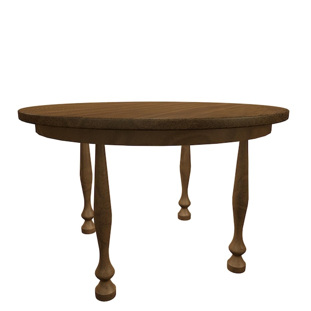 Table ronde en bois isolée sur un fond transparent