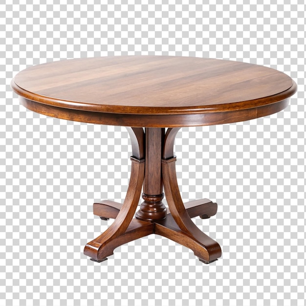 PSD table ronde en bois isolée sur un fond transparent
