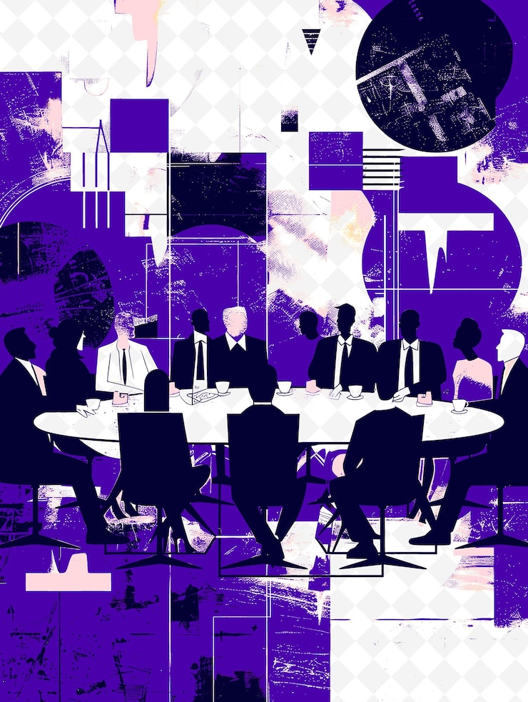PSD table ronde avec le candidat à la présidence et les experts de l'industrie illustration plate de la campagne électorale