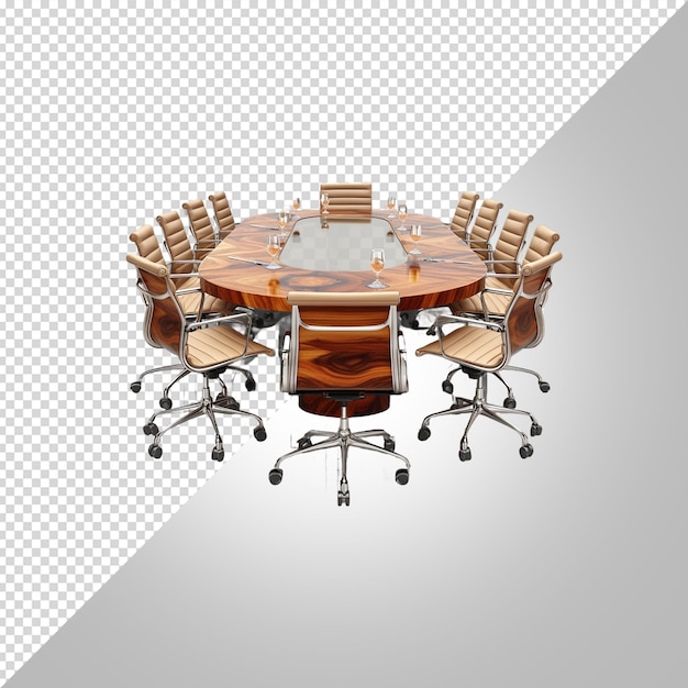 PSD une table ronde avec des chaises et une table runde avec un fond blanc