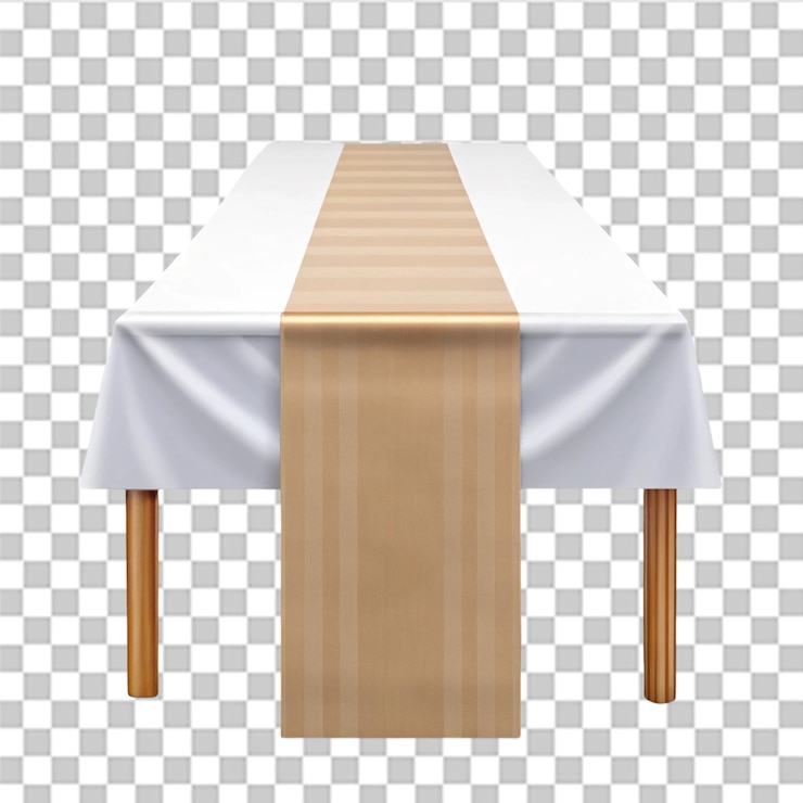 PSD table runner un long tissu étroit placé sur la table sur un fond transparent