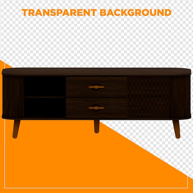Table de télévision à rendu 3D avec fond transparent