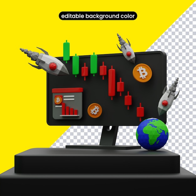 Tableau 3d Bitcoin à la terre