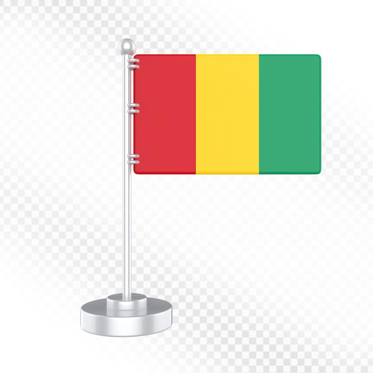 PSD tableau 3d du drapeau de la guinée avec support