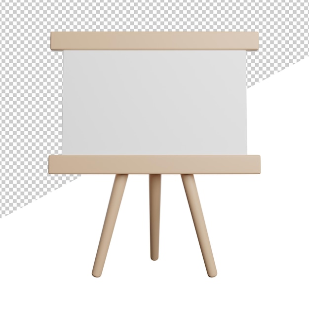 Tableau blanc étude vue de face icône illustration de rendu 3d sur fond transparent